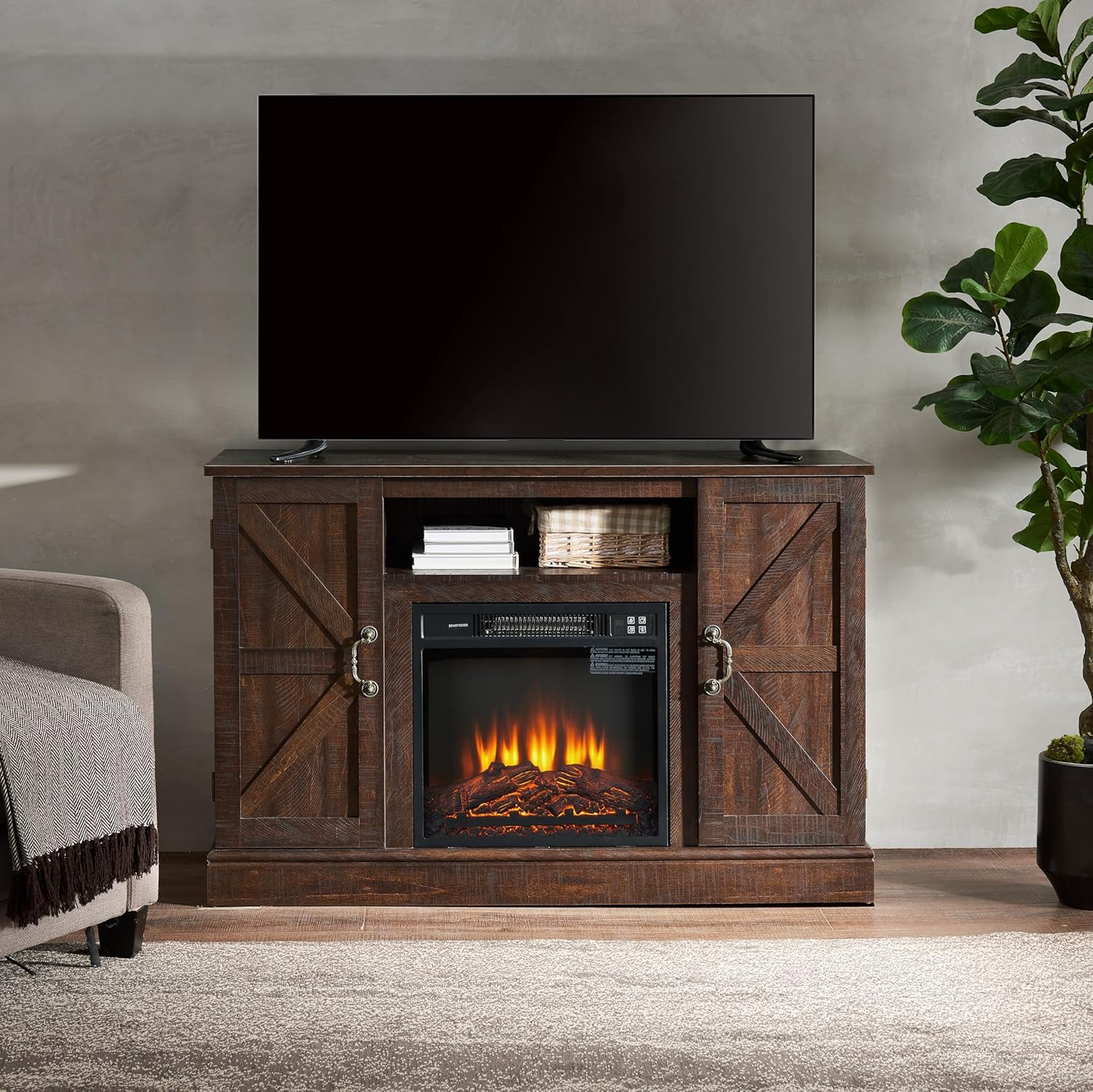 Electric Fireplace Entertainment Center for 50“ TV Home use amerlife Fireplace tv Stand