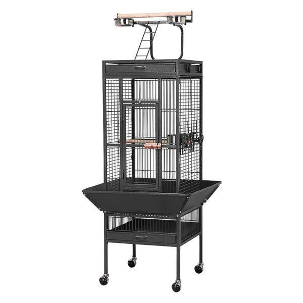 Yaheetech 62x22 Wrought Iron Select Black Bird Cage w/ Play Top for Parrot Cockatiel Cockatoo Parakeet u0026 Finch