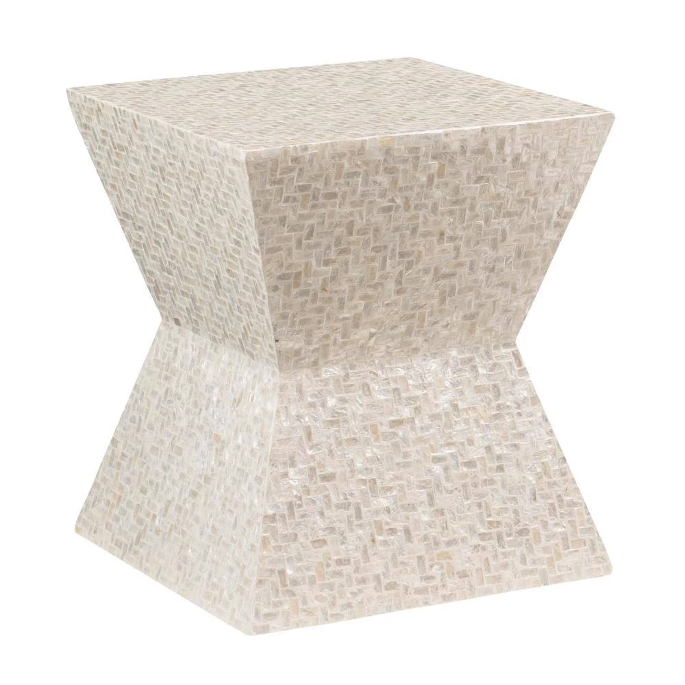 Linon Home Decor Kyra Ivory Capiz Mosaic Accent Table