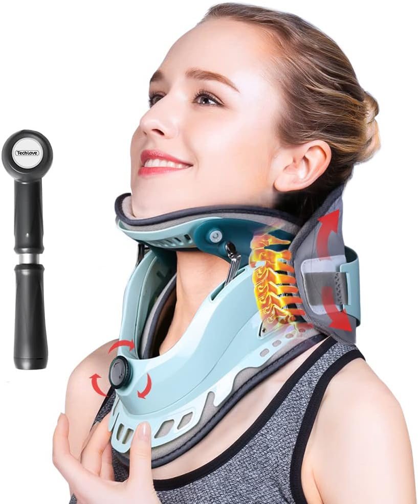 Tech Love Cervical Neck Traction Device, Adjustable Neck Brace for Neck Pain Relief&Shoulder Pain Relief