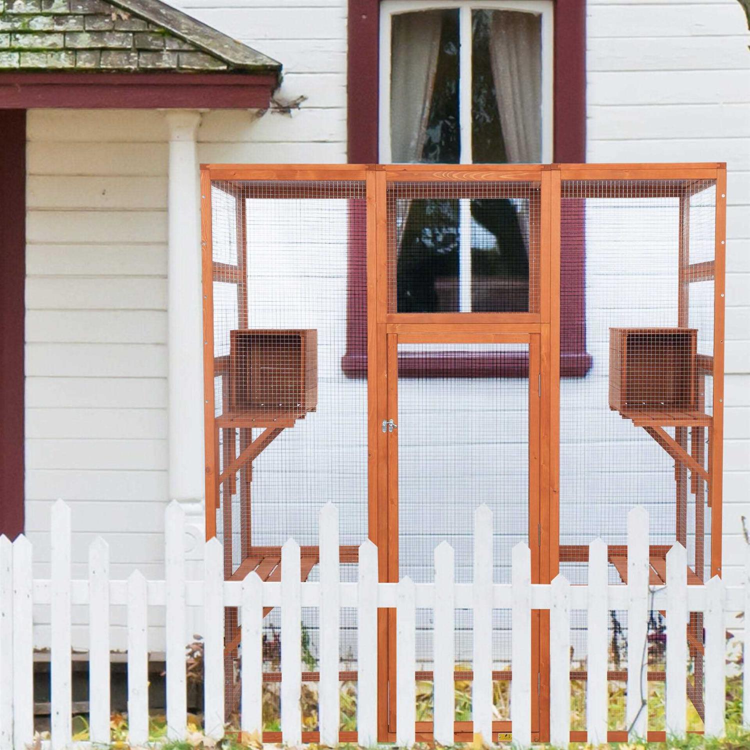 Coziwow Large Wooden Cat House Catio Enclosure - Pet Supplies online store