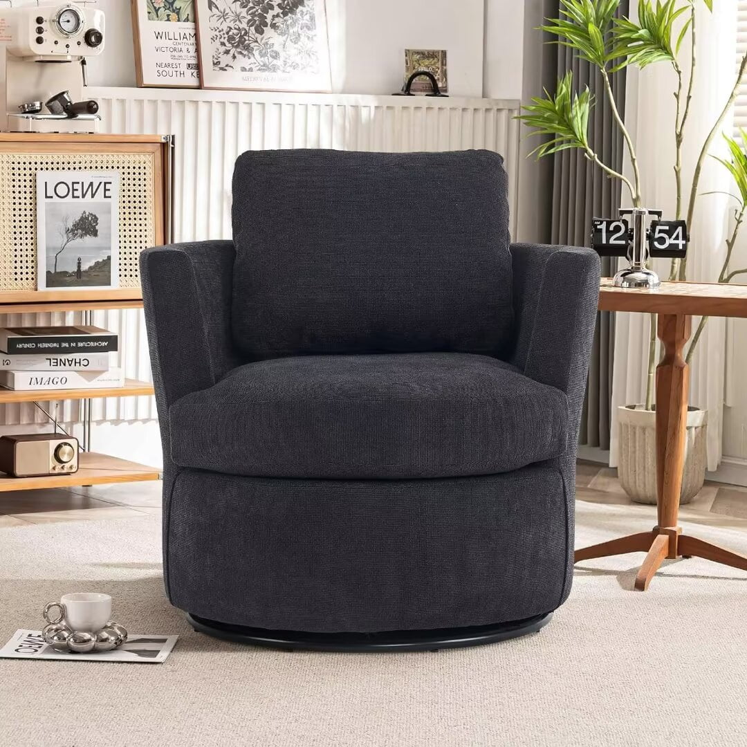 Lecut Swivel Accent Chair Barrel Chair Comfy Upholstered Round Swivel Chair for Living Room Bedroom Modern Armchair with Back Cushion Oversized Chair