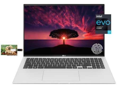LG Gram 16” WQXGA Business Laptop, Intel Evo 11th Gen Intel Core i7-1165G7 Processor, Windows 10 Pro, 1TB SSD, 16GB RAM, 32GB Durlyfish USB Card
