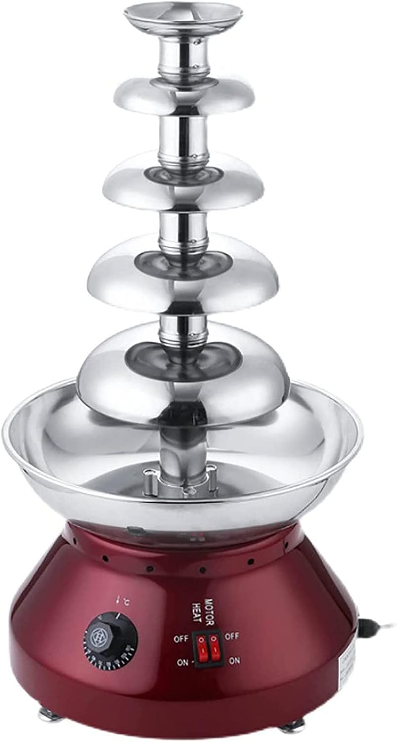 Electric Chocolate Fondue Fountain Machine, 5 Tiers Stainless Steel Chocolate Melting Machine, Adjustable Temperature 0-110°C