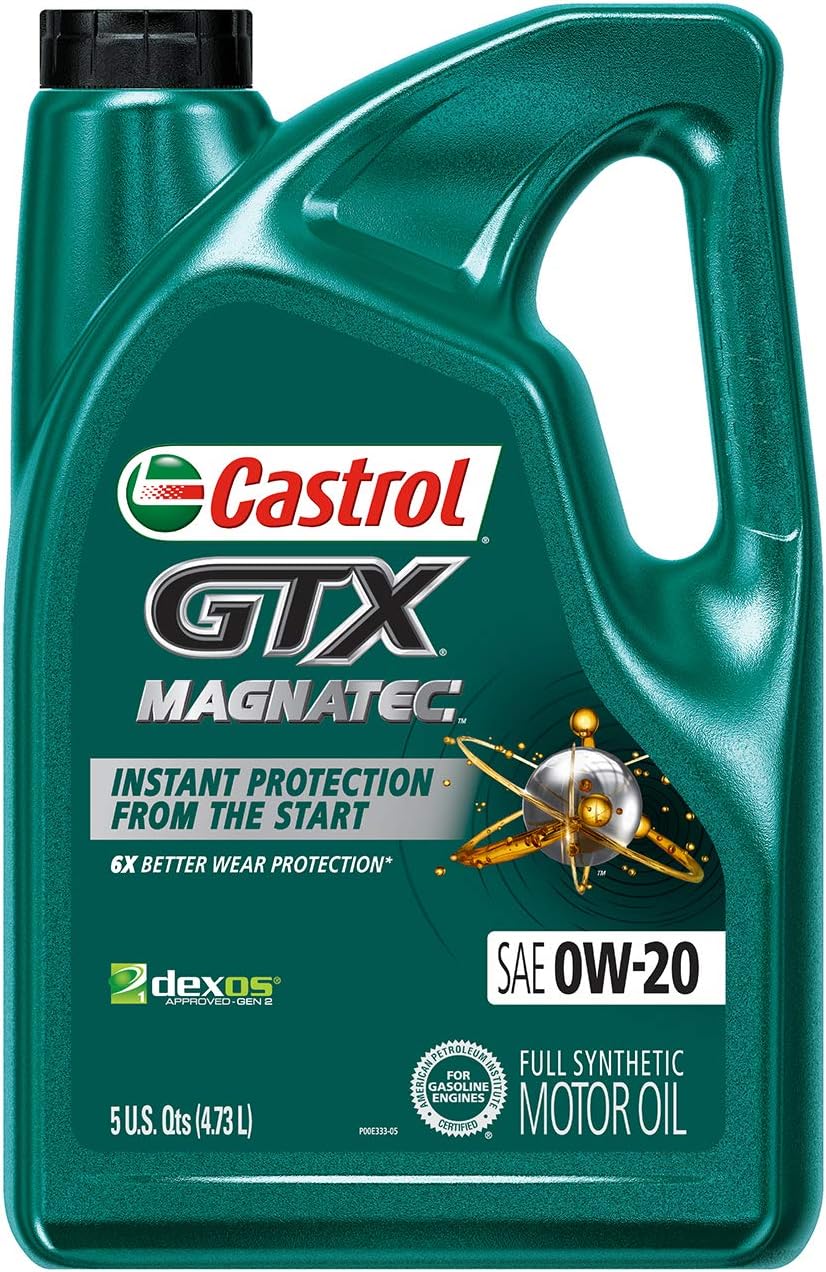 Castrol 03060 GTX MAGNATEC 0W-20 Full Synthetic Motor Oil, Green, 5 Quart Pack of 2