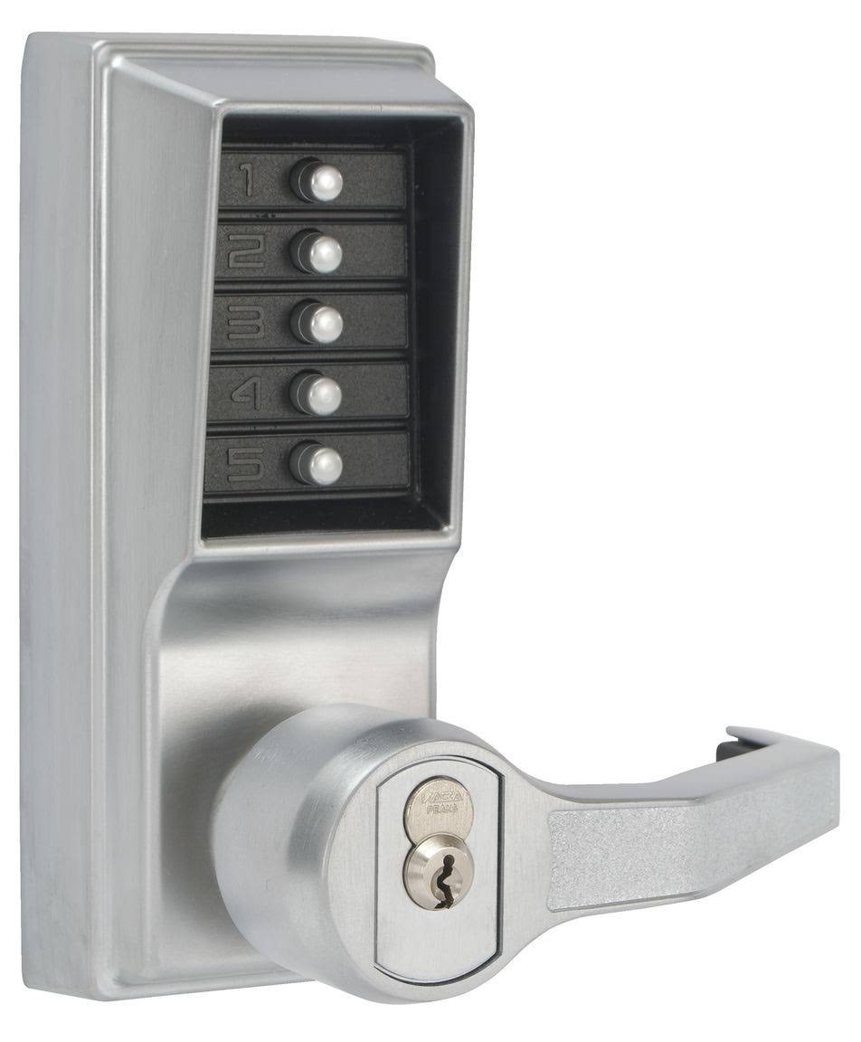 Simplex Cylindrical Lock Lever Combination Entry and Key Override Satin Chrome RH/LHR