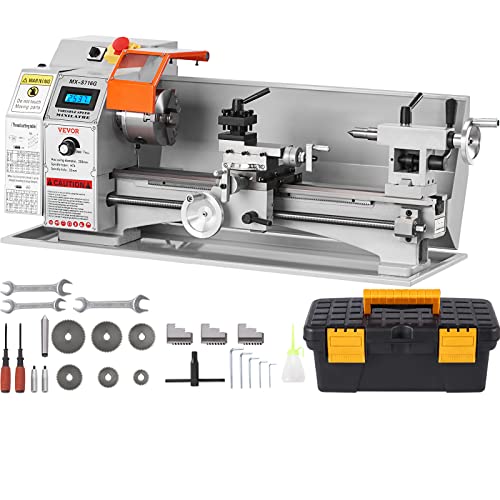 VEVOR Mini Metal Lathe Machine, 7'' x 16'', 800W Precision Benchtop Power Metal Lathe, 150-2500 RPM Continuously Variable Speed