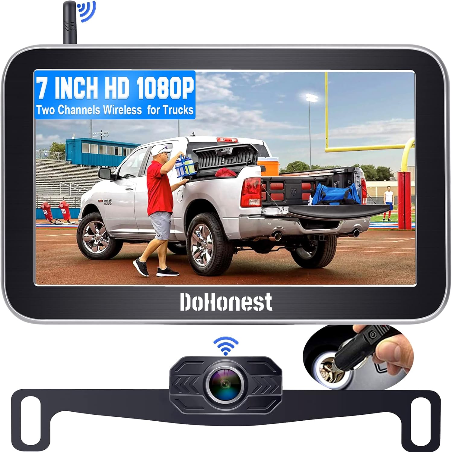 Wireless Backup Camera for Trucks Car Pickup Camper Van with 7 Inch Monitor System, HD 1080P Bluetooth Backup Camera Stable Digital Signals