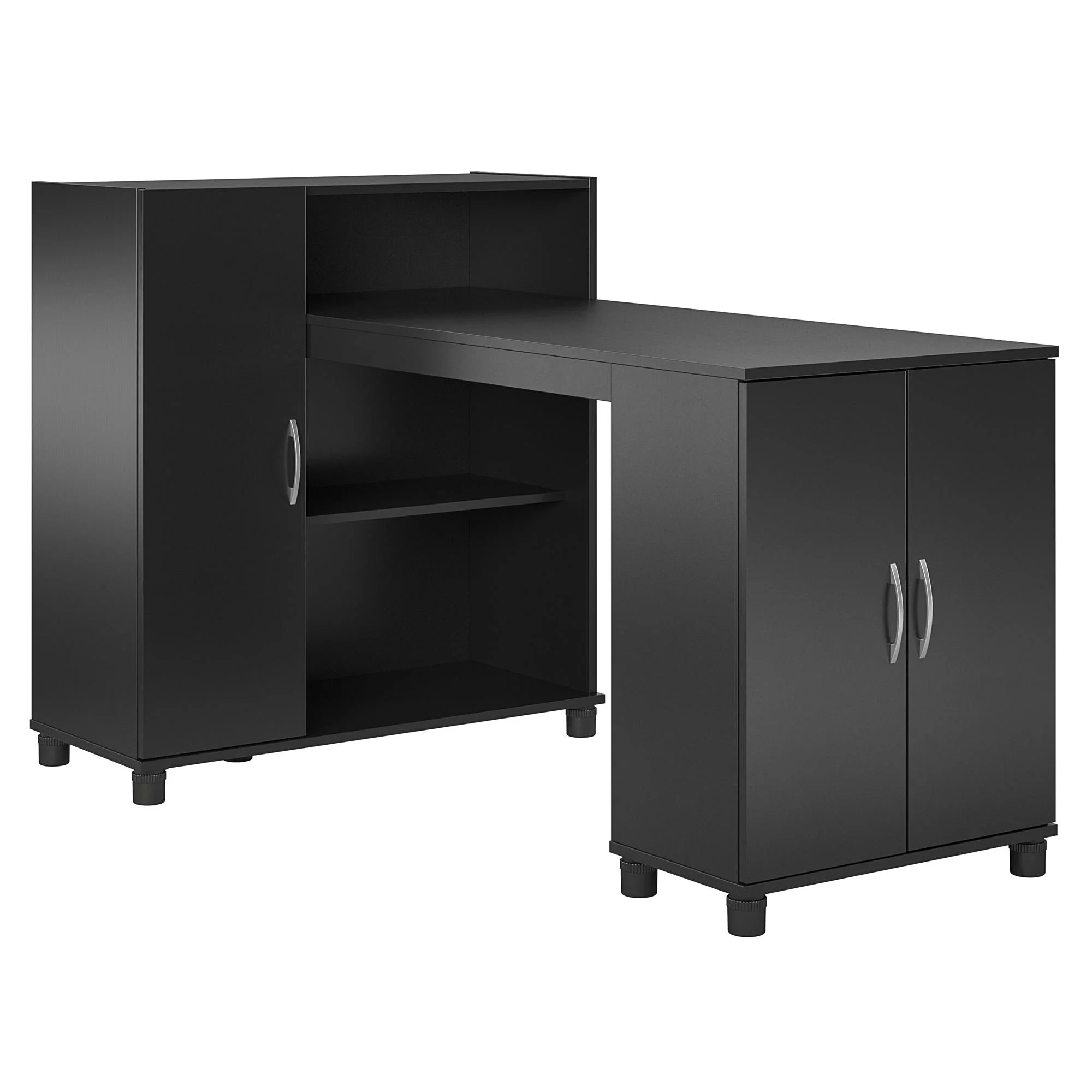 RealRooms Basin Hobby and Craft Desk with Storage, Black - Radiant Selections