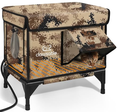 Indestructible Heated Cat House for Outside Winter, 100% Waterproof, Safe Escape Door