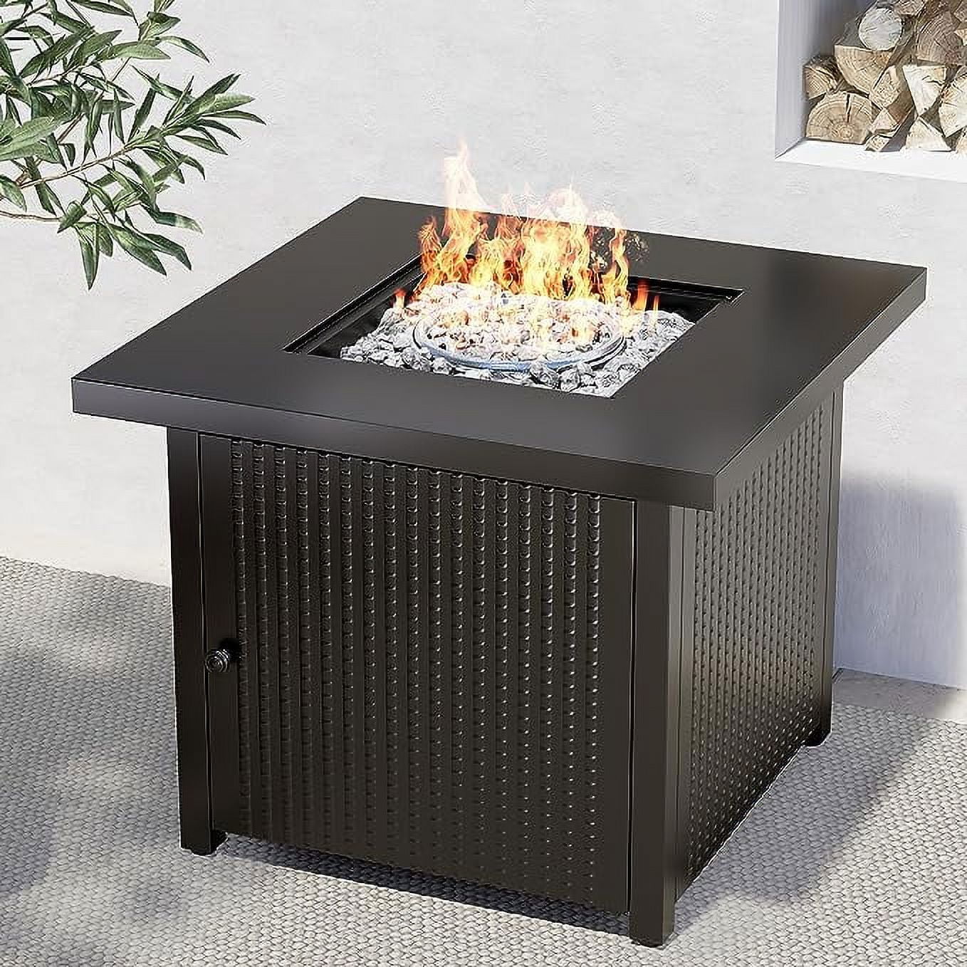 Grand Patio Outdoor Gas Fire Pit Table 30-Inch Square Propane Gas Fire Pit CSA Safety Approved 50000BTU with Steel Tabletop, Removable Lid