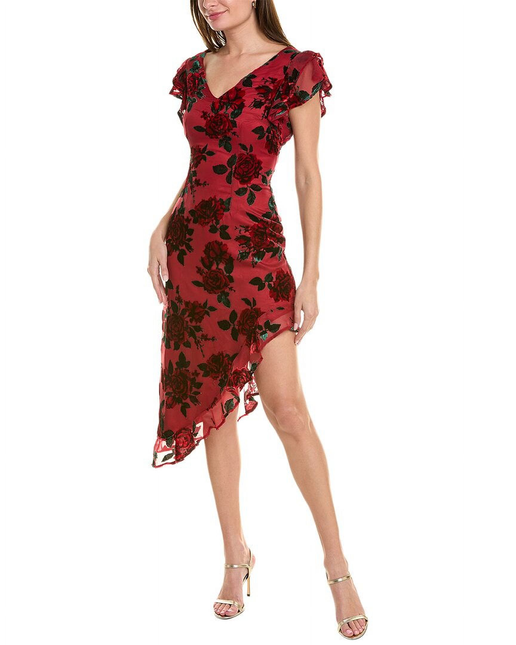 Rachel Parcell womens  Velvet Burnout Midi Dress, 4, Red