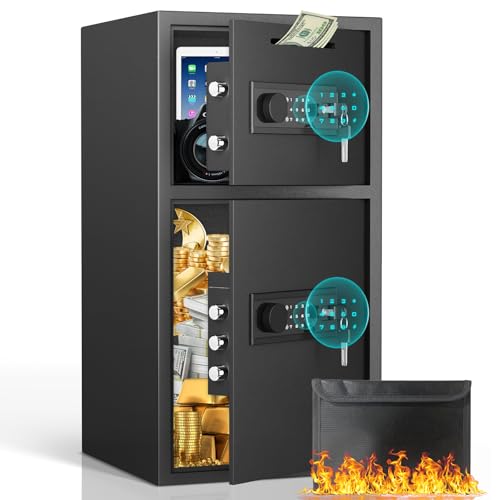 Kavey 2.6 Cub Fireproof Drop Safe, Safe with Drop Slot, Drop Slot Safes with Front Load Drop Box and Digital Touch Screen Keypad