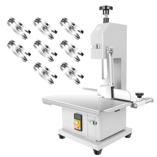 1500W Electric Bone Saw Machine | 20" x 15" Meat Cutting Table | Stainless Steel Bandsaw Machine | 0.04-8" Cutting Thickness with 8 Saw Blades |