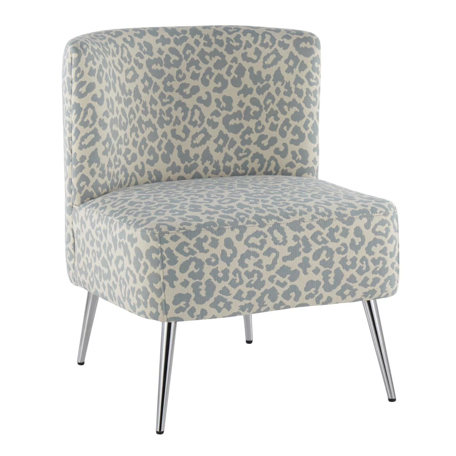 LumiSource Fran Slipper Chair, Chrome/Blue Leopard
