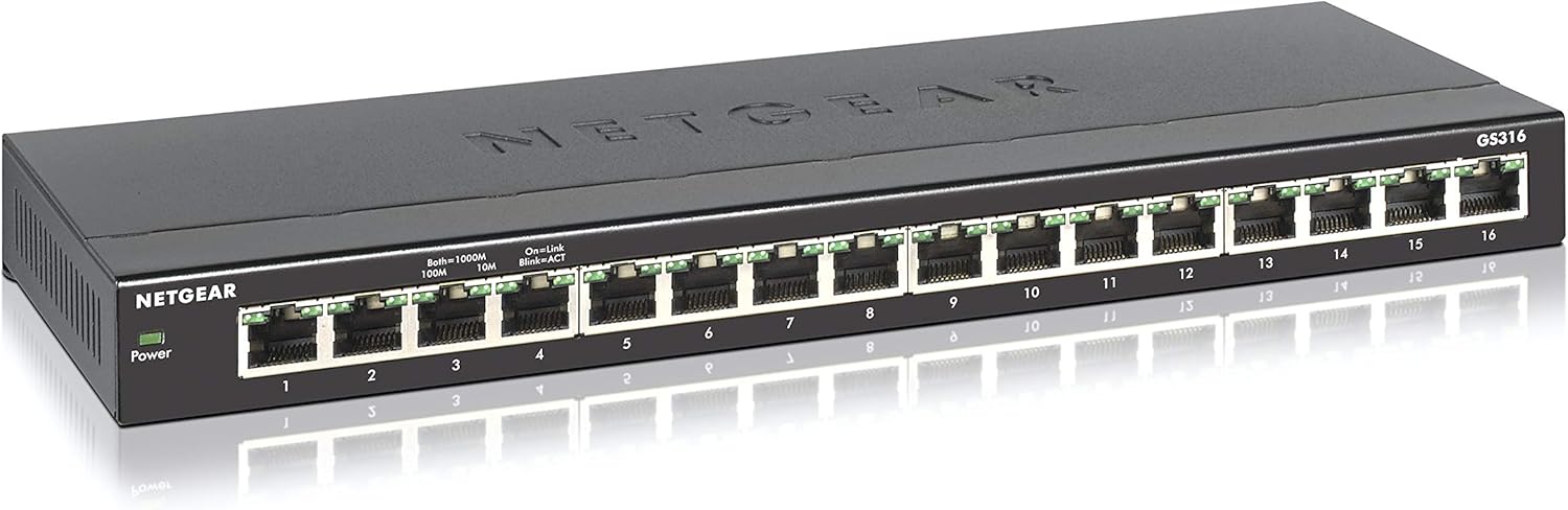 NETGEAR 24-Port Gigabit Ethernet Unmanaged Switch (GS324) - Desktop, Wall, or Rackmount, Silent Operation