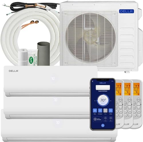 Della 27K BTU ODU Tri 3 Zone 9K 9K 9K BTU Compatible with Alexa, 19 SEER2 208-230V Cools Up to 1200 Sq.Ft