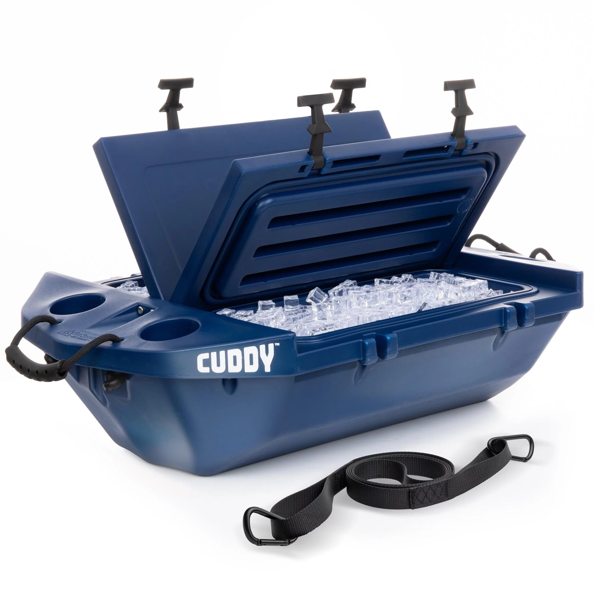 Cuddy Floating Cooler and Dry Storage Vessel - 40QT - Amphibious Hard Shell Design, Navy - Radiant Selections