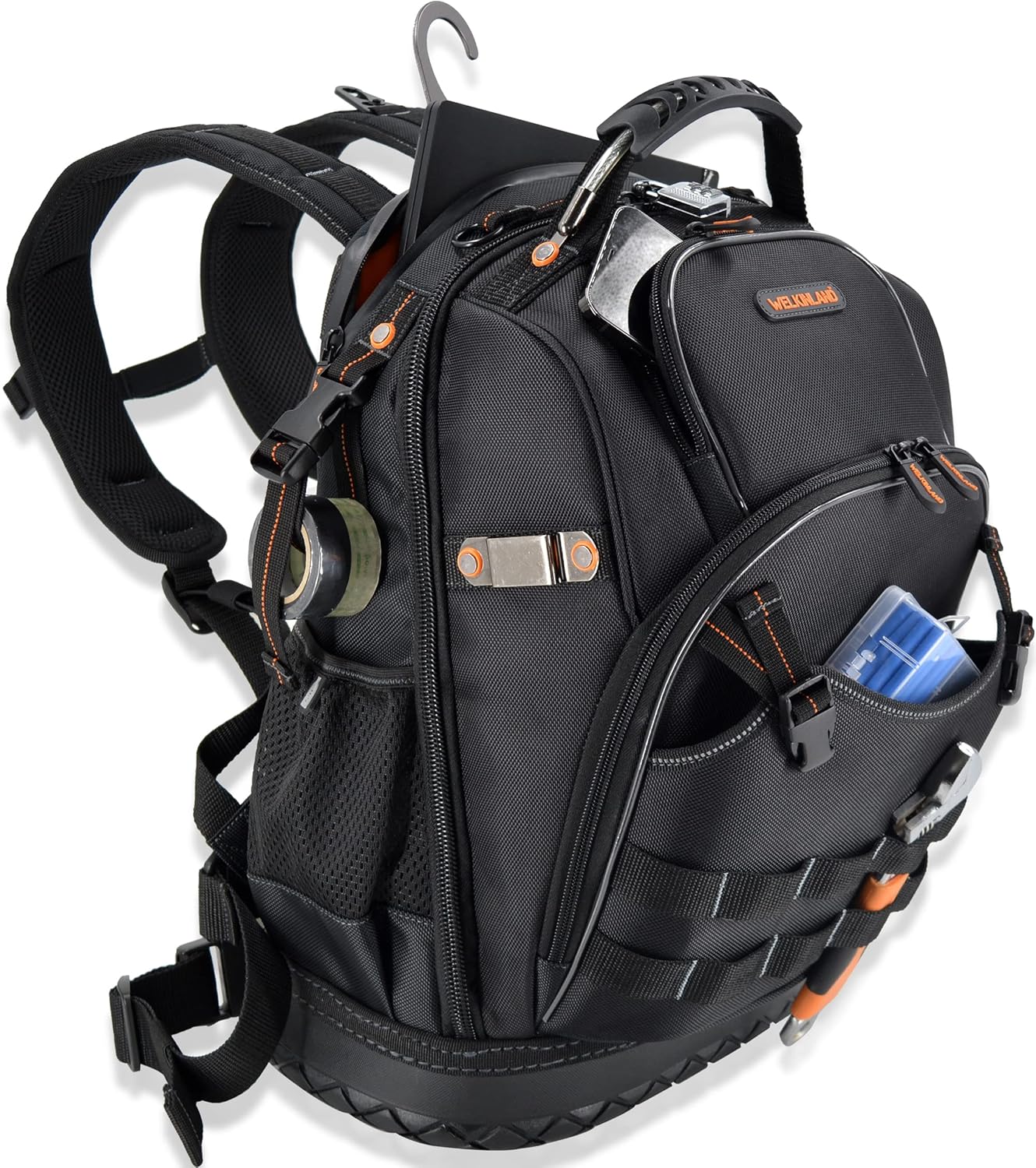 WELKINLAND 77-Pockets Tool backpack, Tool backpack for men, HVAC tool bag backpack, Electricians backpack tool bag, Large electrician backpack