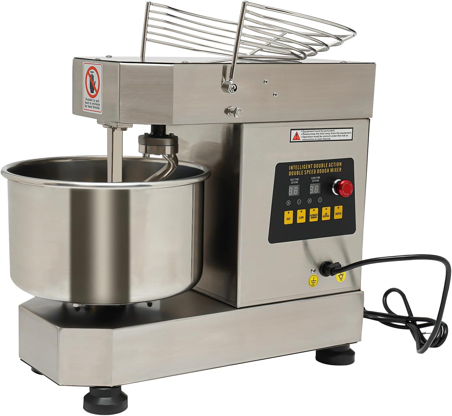 Commercial Food Mixer, 10.5Qt Capacity, Spiral Mixer 1000W Dual Rotating Dough Kneading Machine with Food-grade Stainless Steel Bowl