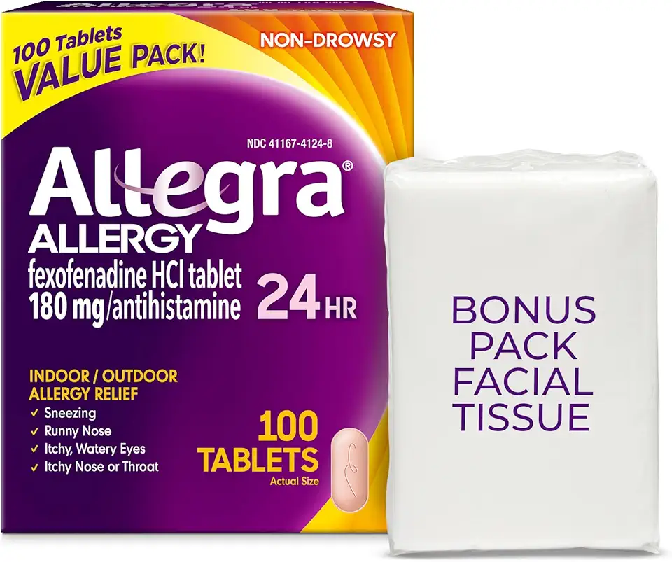 Sponsored Ad - Allegra Adult 24-Hour Allergy Relief Tablets with Bonus Tissue Pack, Non-Drowsy Indoor and Outdoor Allergy Medicine