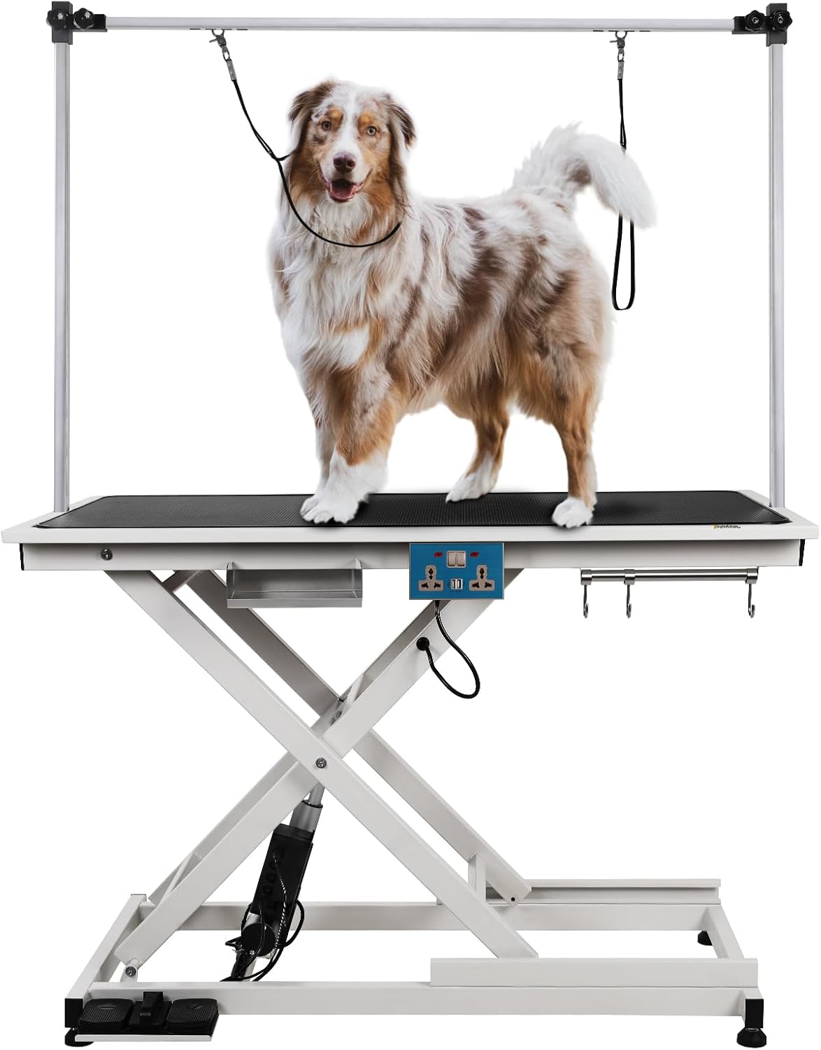 Electric Lift Pet Dog Grooming Table Hydraulic Grooming Table with Adjustable H-Shape Arms and Protective Feet