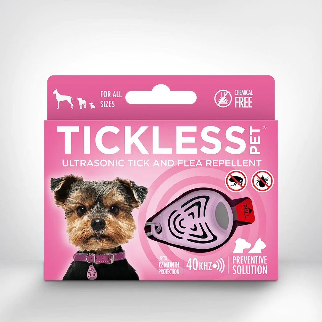 Tickless Pet - Chemical Free, Ultrasonic, Natural Flea & Tick Repellent for All Dog Sizes- Pink