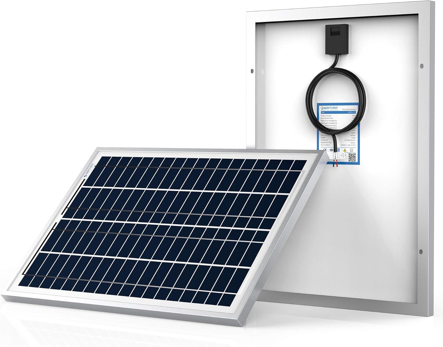 ACOPOWER 25W Poly Solar Panel, 25 Watt 12 Volt Small Solar Panel Single High Efficiency Polycrystalline Module for Battery Charger, Lighting, Boat