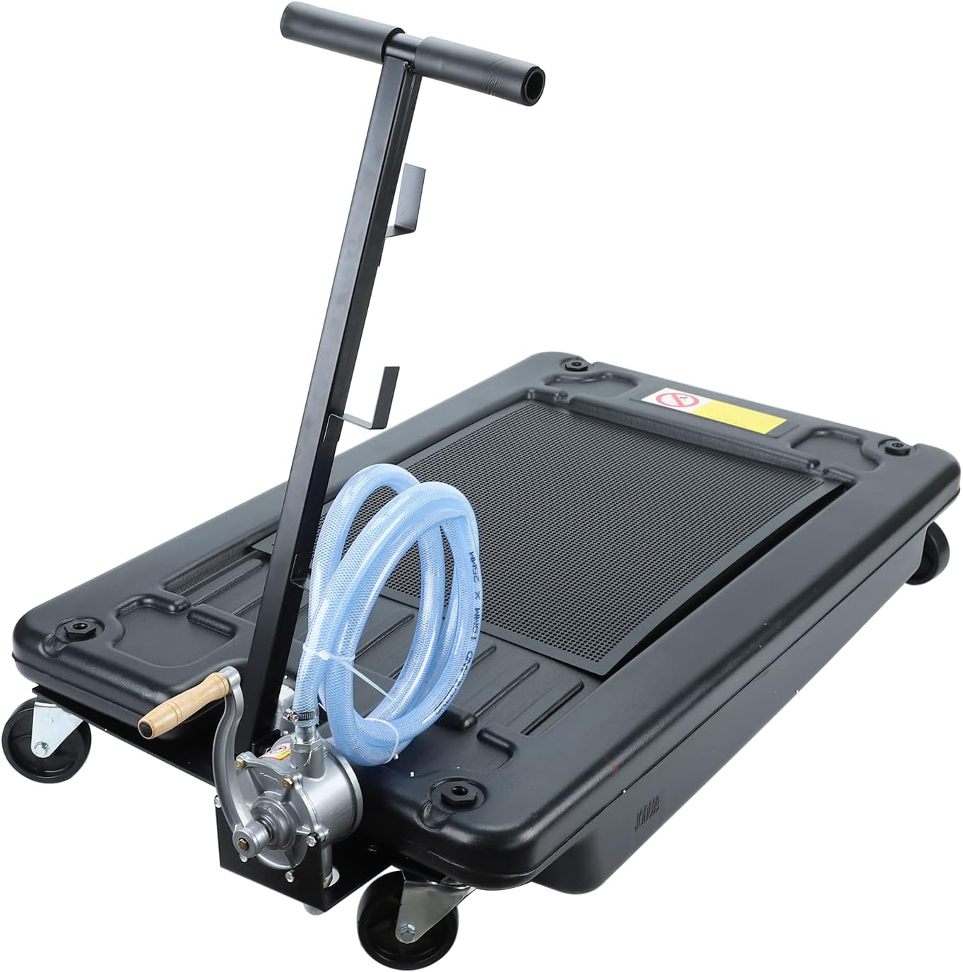 BACLAUGH Low Profile Oil Drain Pan Portable 17 Gallon for Truck Car with Pump 8' Hose