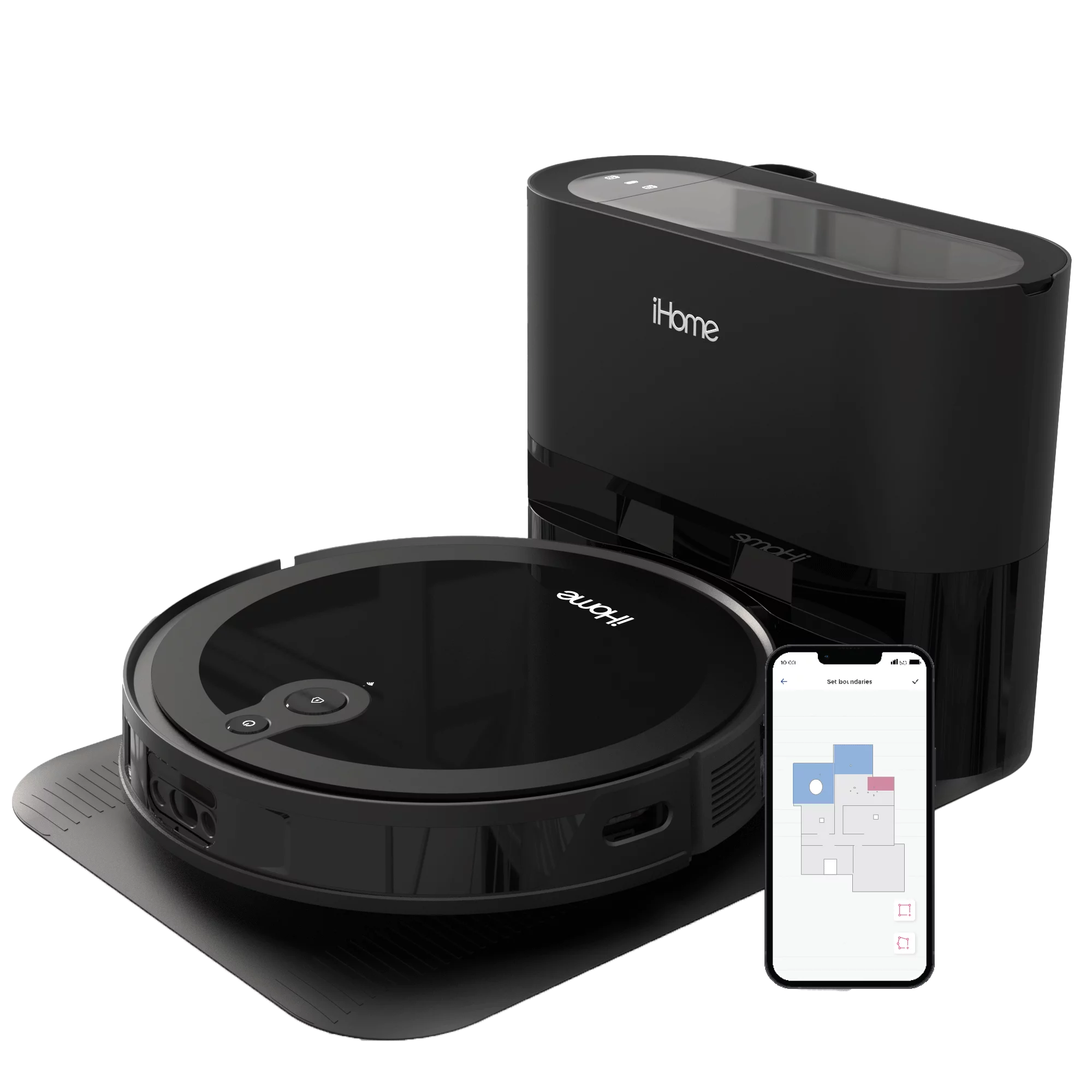 iHome AutoVac Luna Pro New 3-in-1 Robot Vacuum and Vibrating Mop with Auto Empty Base
