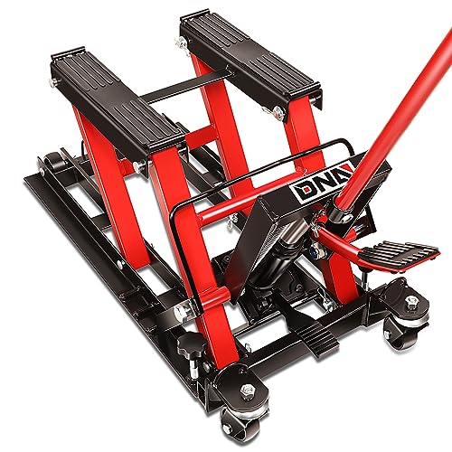 DNA MOTORING Motorcycle Lift Table 1000lbs Capacity Motorcycle Support Stand L 86.2in x W 22in Motorcycle Lift Jack Lifting Range 7.2-30.3in Black
