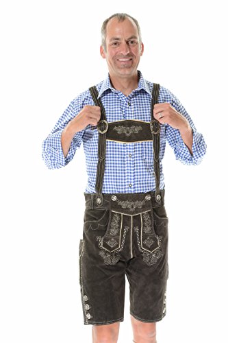 Authentic Lederhosen German Lederhosen Outfit Bavarian Clothing, BERGKRISTALL Dark Brown