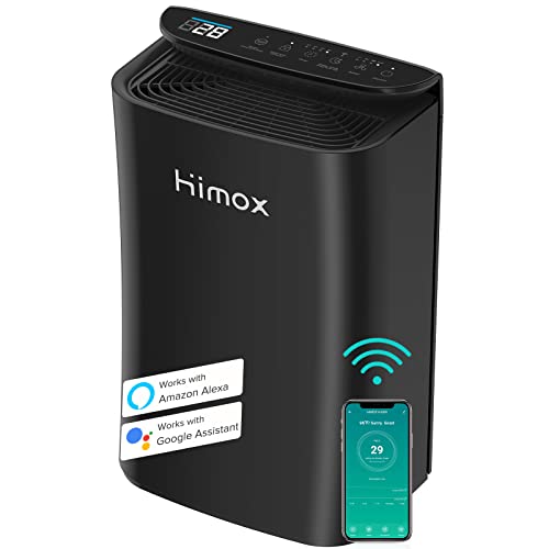 HIMOX Air Purifiers for Home Large Room, Smart WiFi and PM2.5 Monitor H14 True HEPA Filter Removes Up to 99.99% of Particles