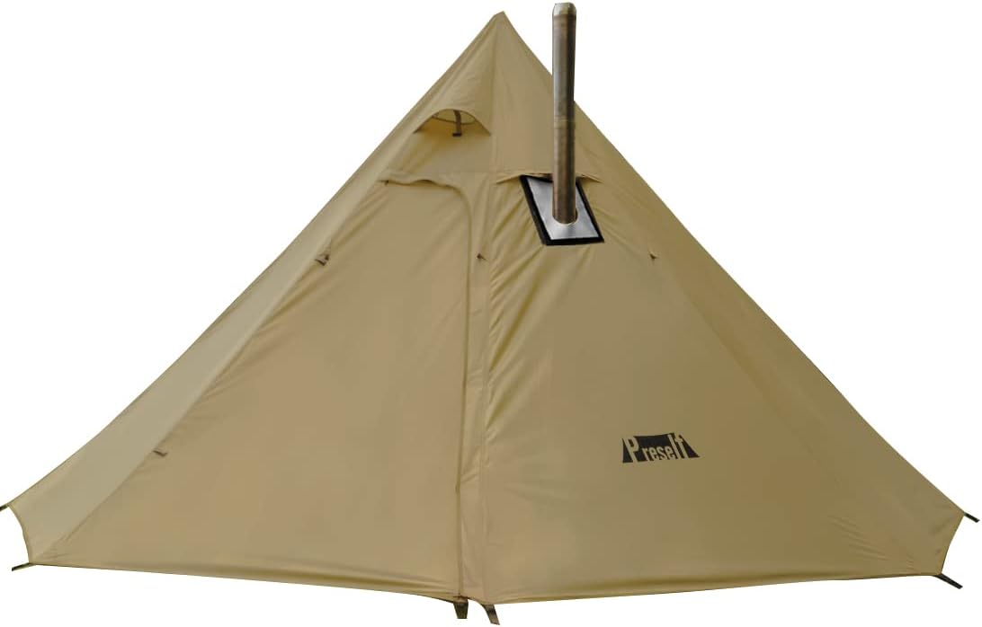 PRESELF 2-3 Person Tipi Hot Tent Version2 with Stove Jack, for Hunting Bushcraft, Lightweight, Standing Room, Teepee Backpacking Camping Hiking