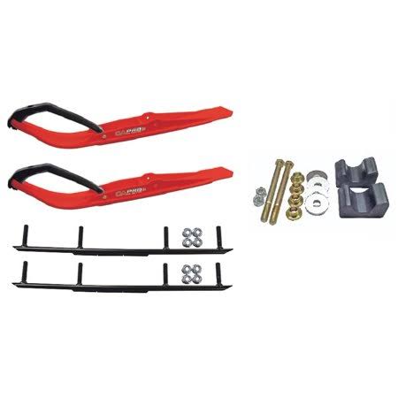 Cu0026A Pro Red Razor Snowmobile Skis w/ 6 inch Round Bars Complete Kit Arctic Cat 2009 and Previous