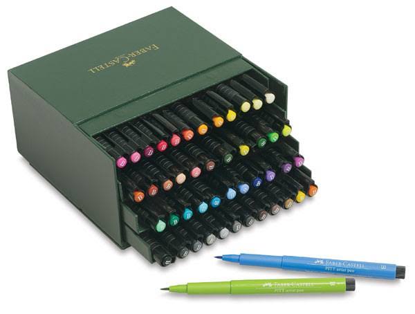 Faber-Castell Pitt Artist Pen Set - Set of 48, Brush Nib, Assorted Colors