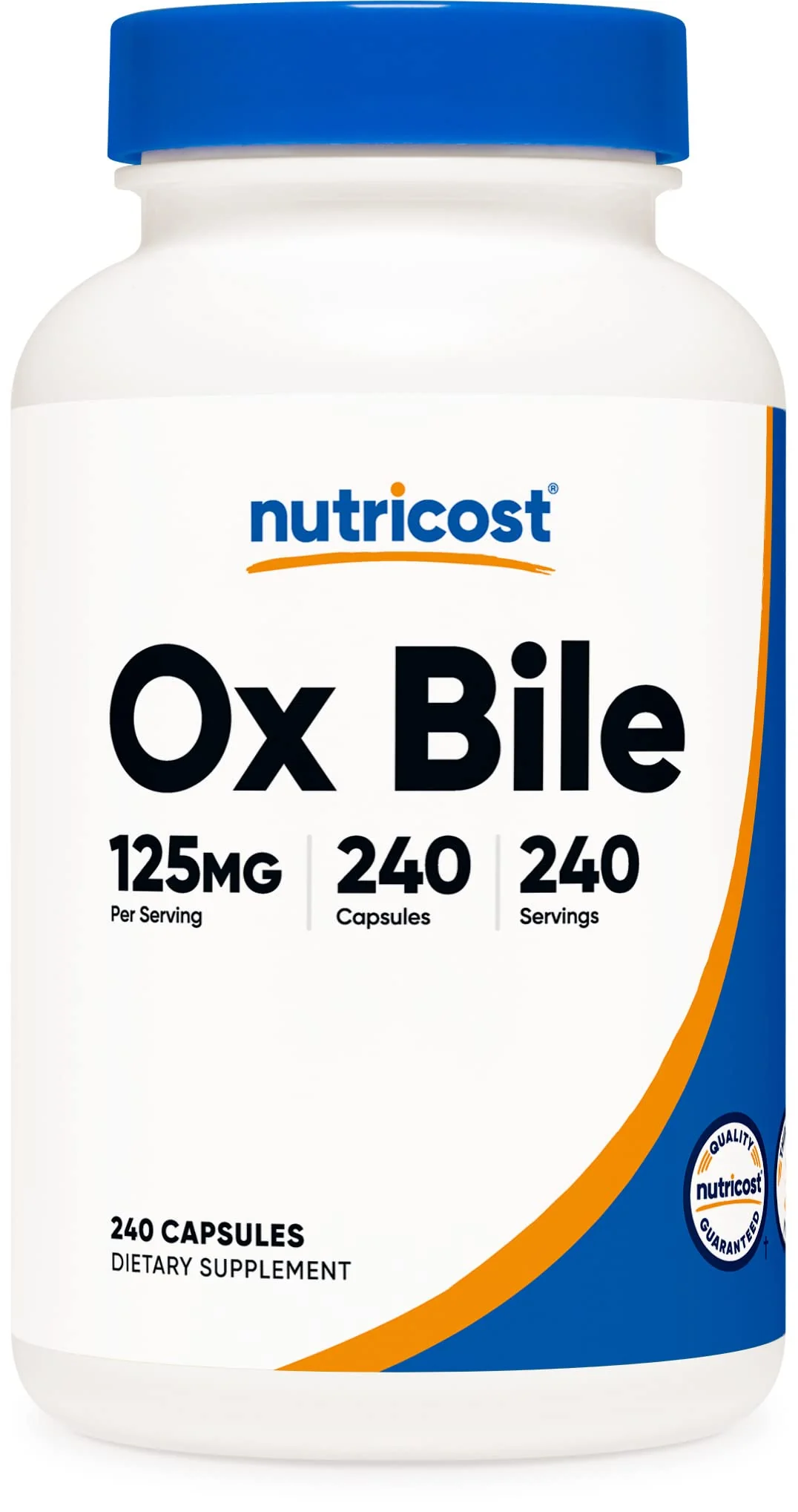 Nutricost Ox Bile Capsules 125mg, 240 Capsules - Non-GMO - Kansas Nuitrition - HNZSDS