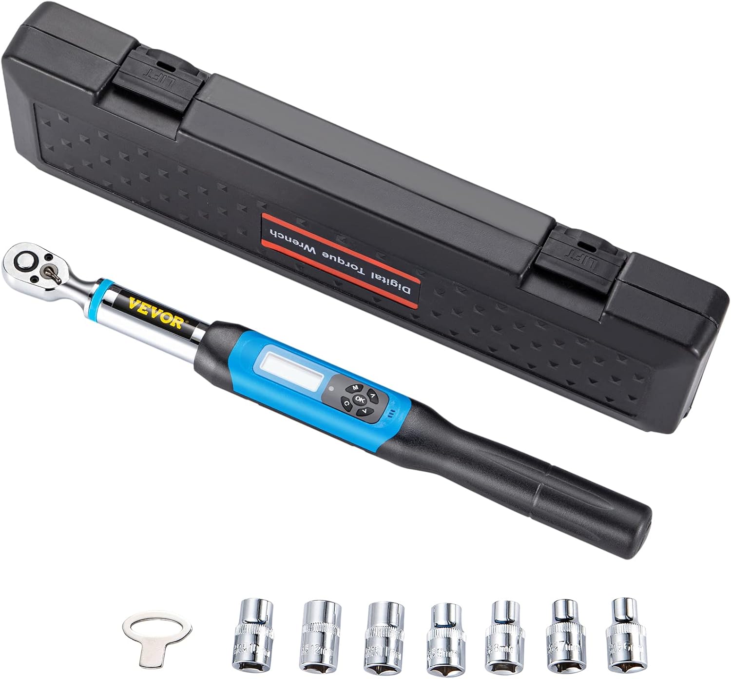 VEVOR Digital Torque Wrench, 3/8 Drive Electronic Torque Wrench, Torque Wrench Kit 1.1-22.12 ft-lbs Torque Range Accurate to ±2%