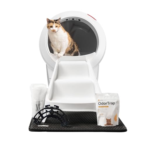 Whisker Litter-Robot 4 Bundle with Litter-Robot 4, 6 OdorTrap Pack Refills, 50 Waste Drawer Liners, Ramp, Mat and Fence