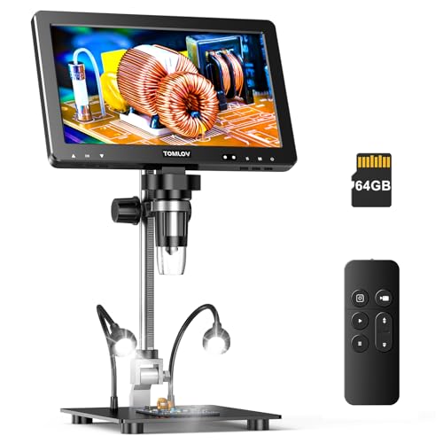 TOMLOV DM9 Max Digital Microscope: 20MP 10.1" 1500X HD IPS HDMI Coin Microscope Magnifier for Error Coins with Screen