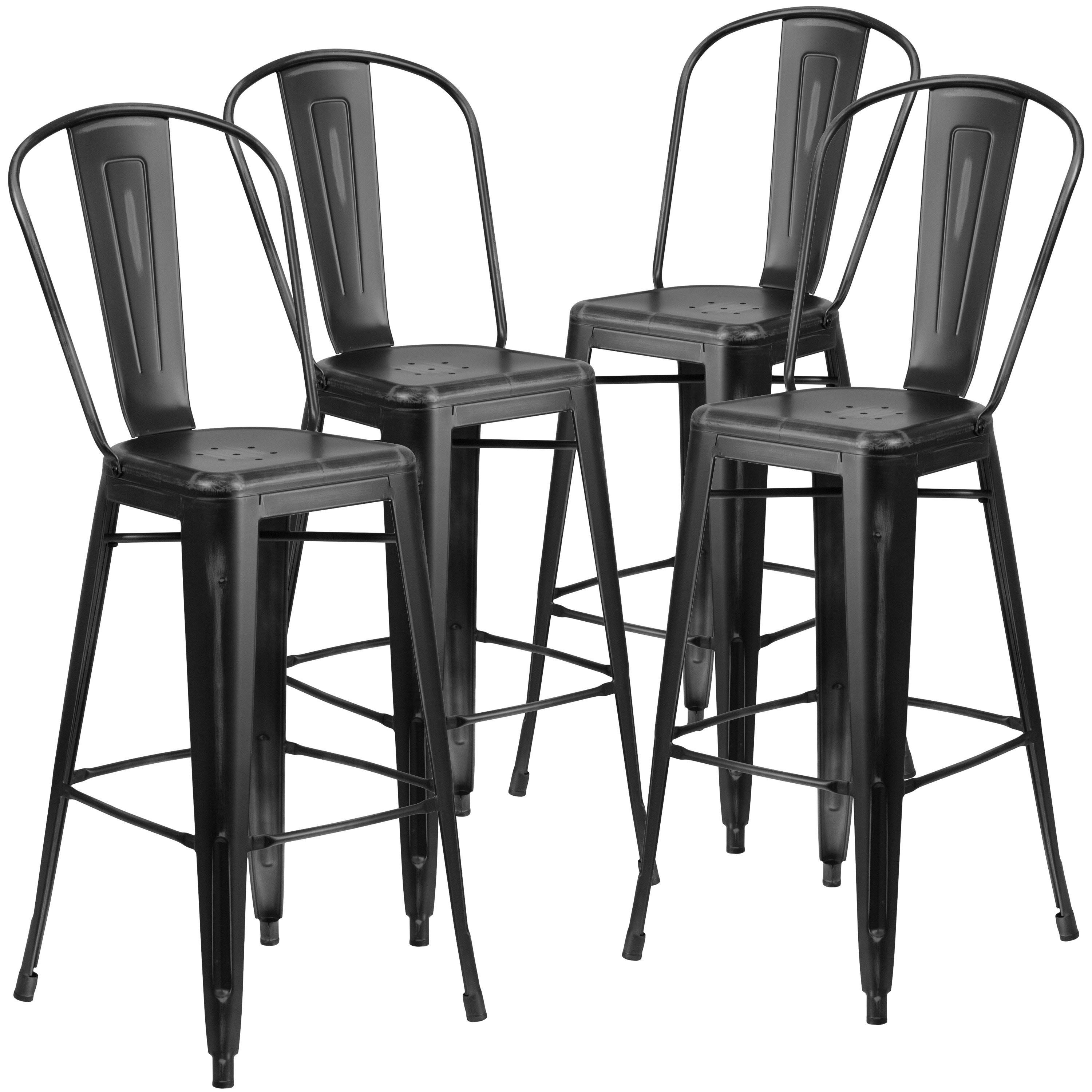 Lancaster Home Distressed Metal 30-Inch Stool (Black)