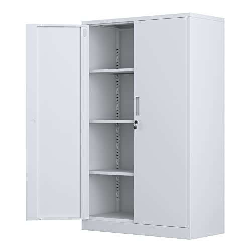 Metal Storage Cabinet with Locking Doors and 3 Adjustable Shelves