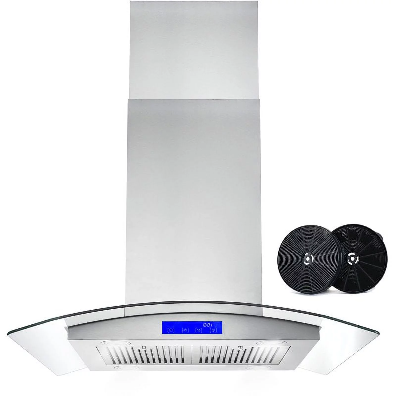 Cosmo 30" 380 CFM Ductless Island Range Hood Kitchen Hood in Stainless Steel