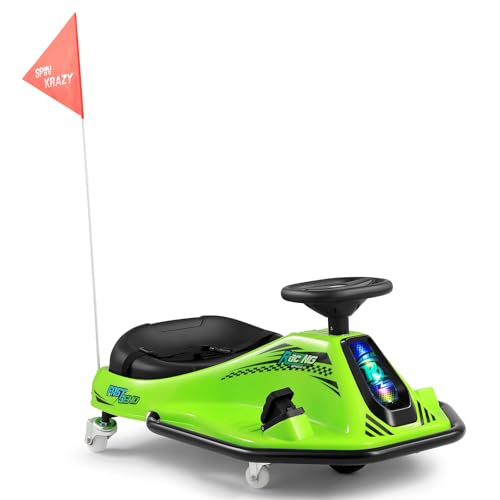 360 Degrees Rotating Ride On Drift Car, 24V Electric Drifting Go Kart for Kids W/Replacement Wheels, High/Low Speed, 24V Brushless Motor