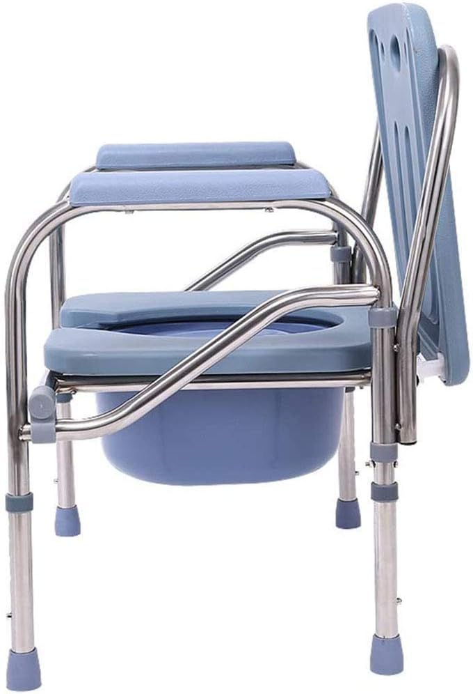 KOHARA Portable Bedside Commode Chair, Non Slip Mobile Toilet, Adjustable Height Elderly Toilet Chair, Extra Wide with Bucket Splash Guard