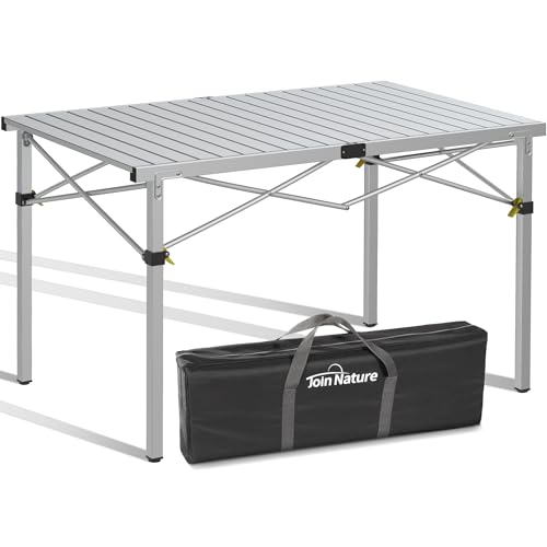 Portable Outdoor Camping Table Large for 2-6 Person - Foldable Camp Table with Aluminum Roll-Up Top & Carry Bag for BBQ, Tailgating, Backyard