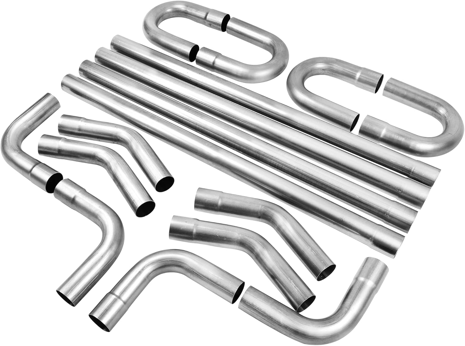 JY Performance 2.5'' Inch T304 Stainless Steel Custom Exhaust Pipe Kit 2 Packages Tubing Mandrel Bend Pipe Straight & U-Bend Universal