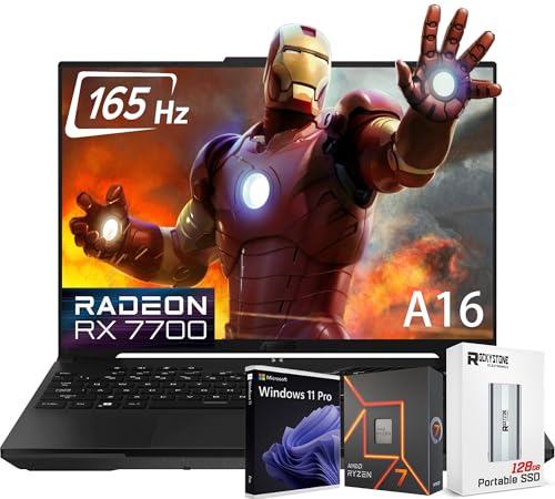 ASUS TUF Gaming A16 (2024) Gaming Laptop, 16” FHD+ 165Hz 16:10 Display, 8-Core AMD Ryzen 7-7735HS, AMD Radeon RX7700S(>RTX4060), RGB Backlit KB
