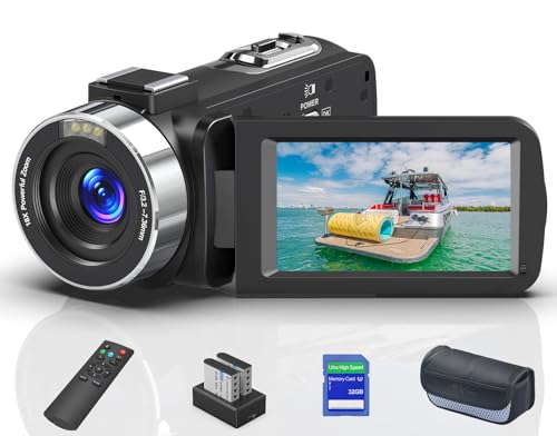 8K 64MP Video Camera 18X Digital Camcorder Video Camera for YouTube 3.0 inch Flip Screen Camcorder Vlogging Camera with 32GB SD Card