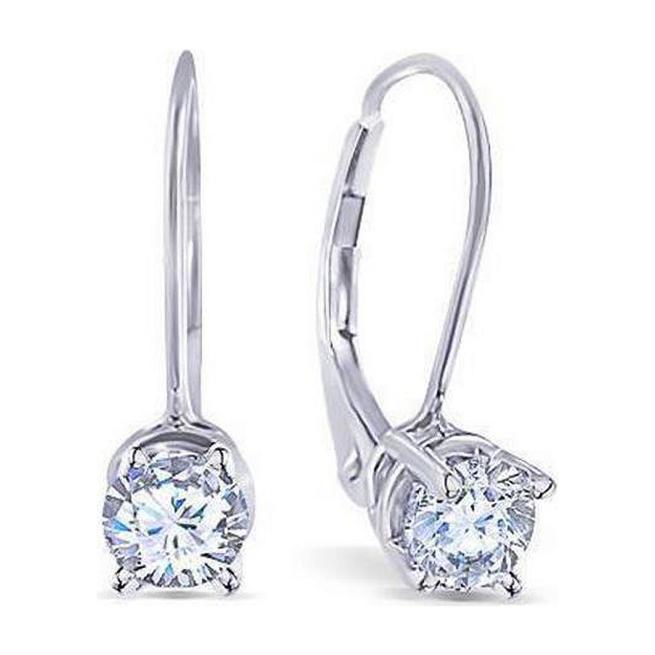 Harry Chad Enterprises 51317 0.60 CT Round F Vs1 Ideal Cut Diamond Leverback Earring, 14K White Gold